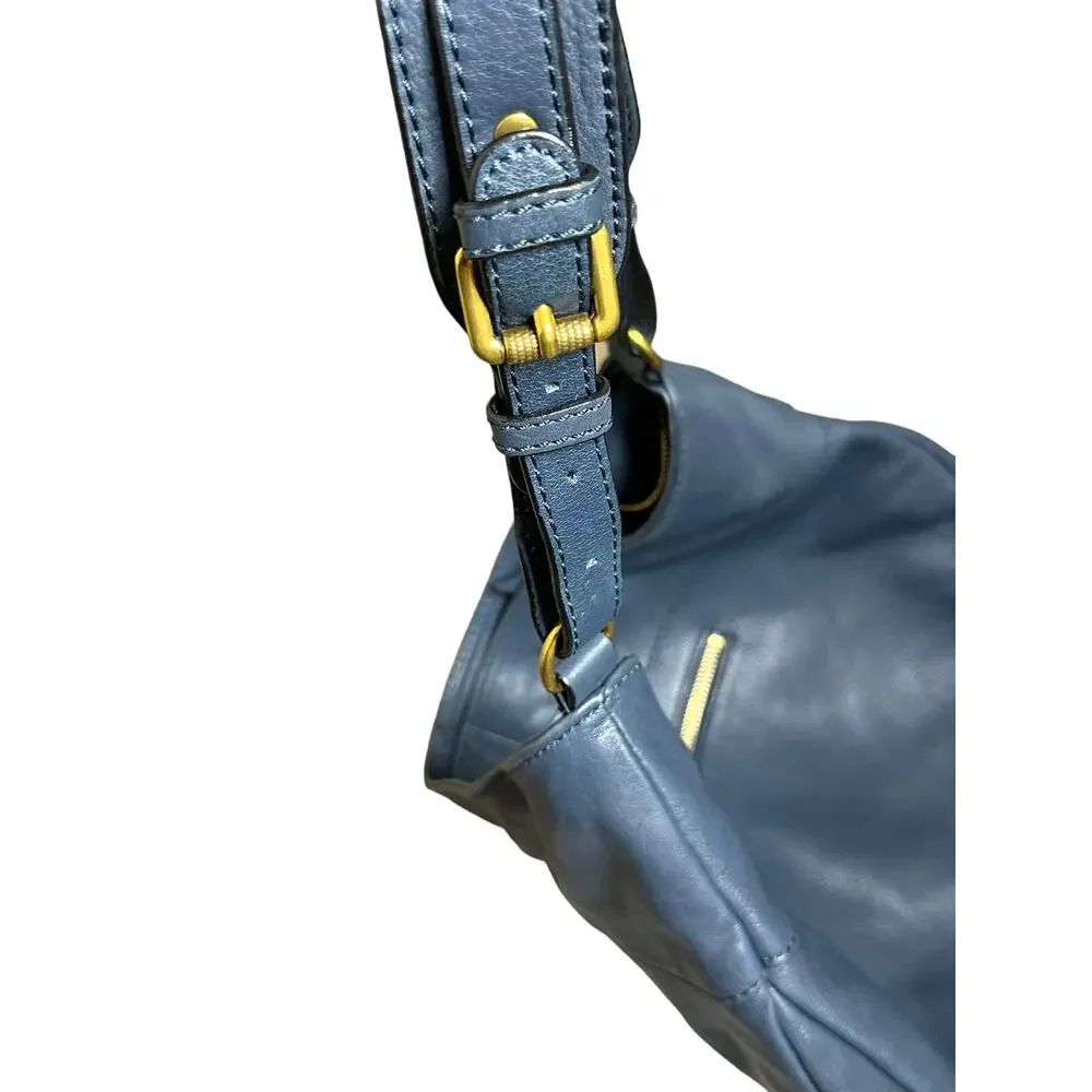 The SAK COLLECTIVE Soft Navy Blue Leather Braided/Woven Boho Hobo Bag - Picture 9 of 10